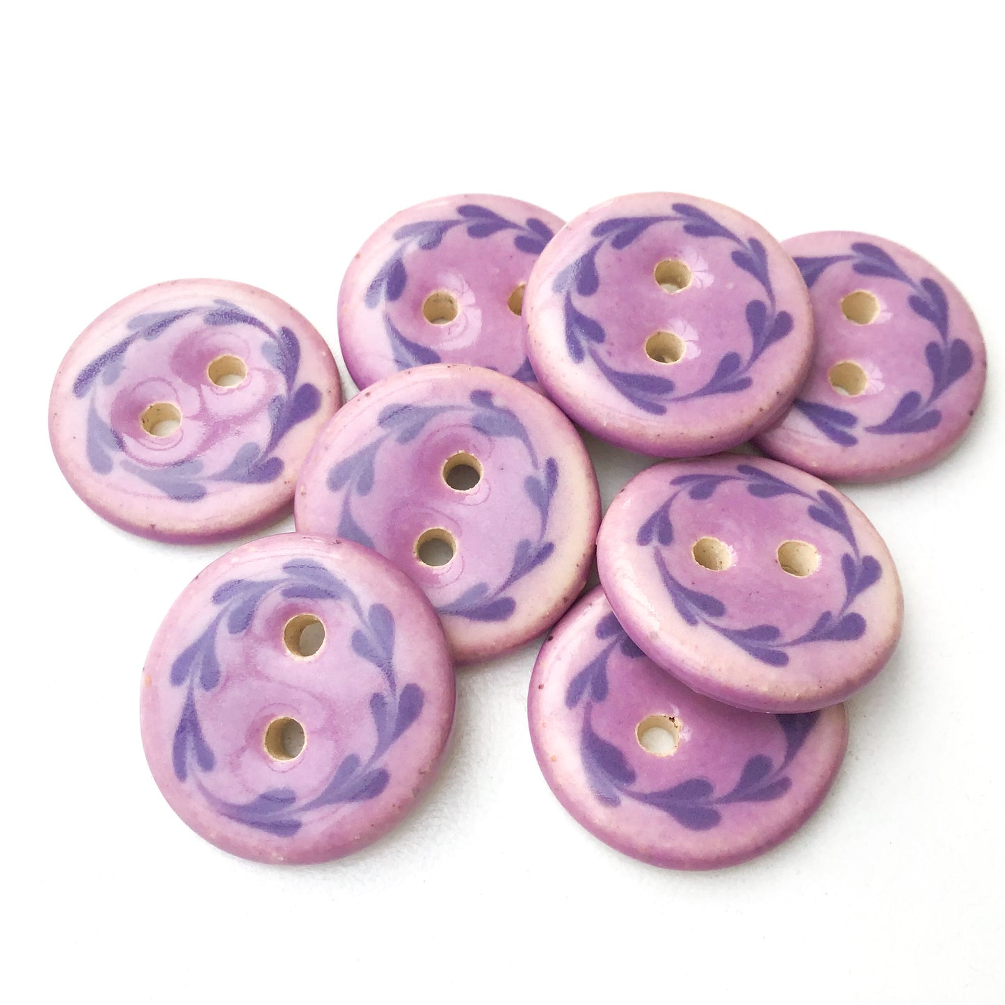 (Wholesale Accounts Only) 3/4" Floral Wreath - round - flat - buff clay (ws-170)