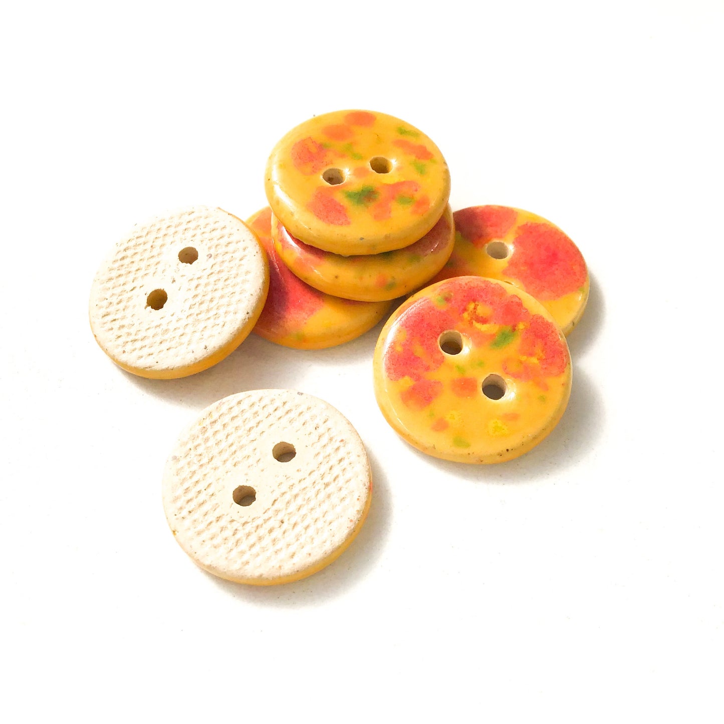 Speckled Orange Ceramic Buttons - Round Ceramic Buttons - 3/4" - 7 Pack (ws-225)