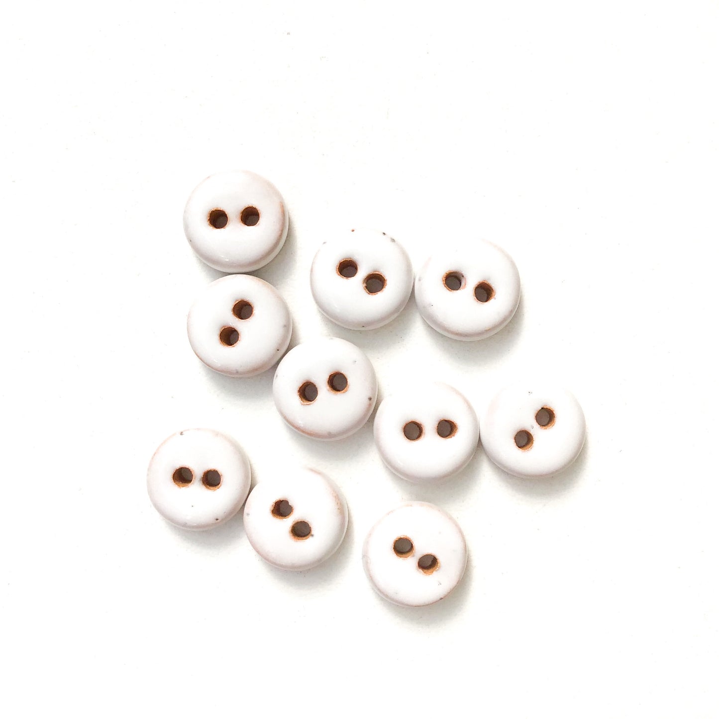 White Ceramic Buttons - Hand Made Clay Buttons - 7/16" - 10 Pack (ws-263)