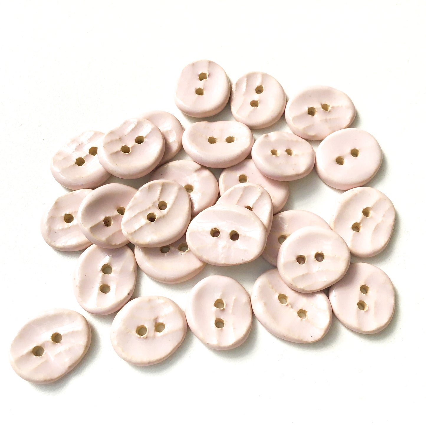 Soft Pink Ceramic Buttons - Light Pink Clay Buttons - 3/4" x 5/8"