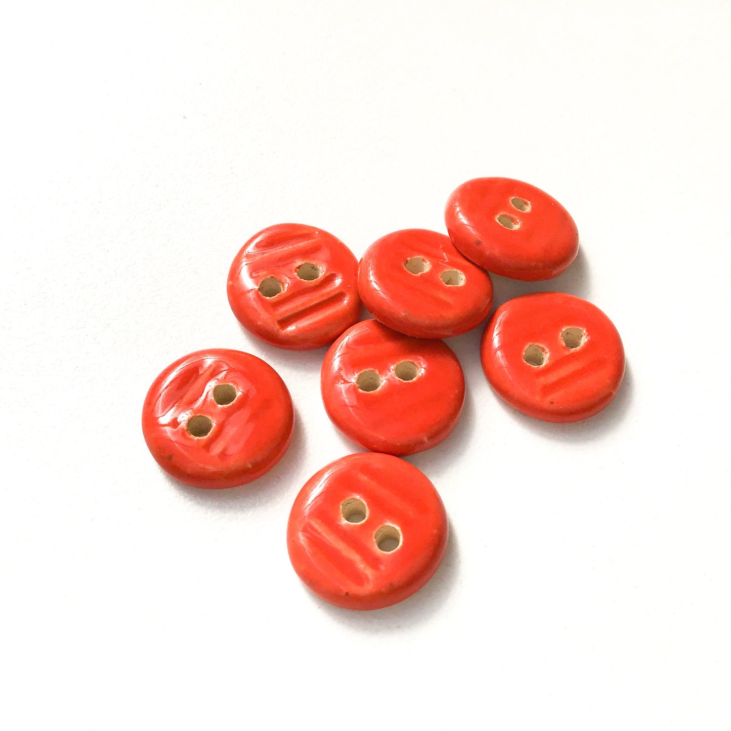 Reddish-Orange Ceramic Buttons - Small Round Ceramic Buttons - 9/16" - 7 Pack