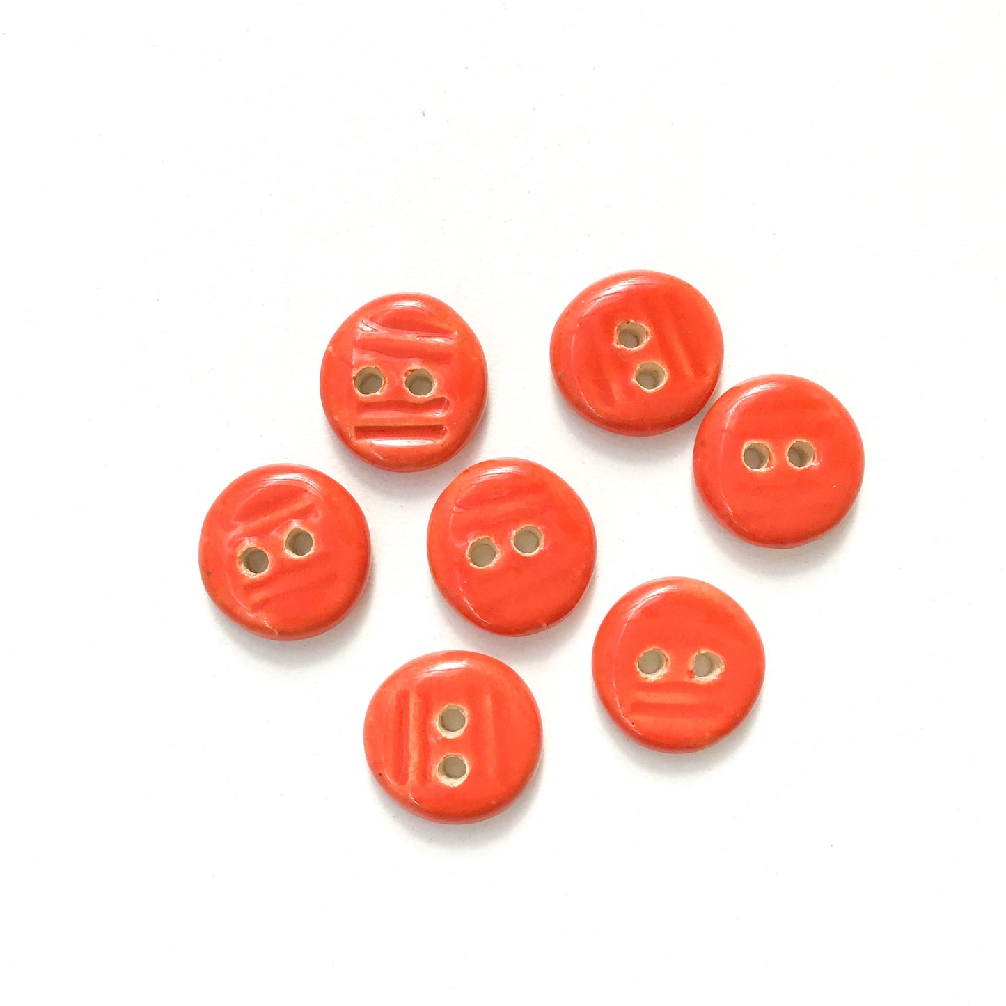 Reddish-Orange Ceramic Buttons - Small Round Ceramic Buttons - 9/16" - 7 Pack