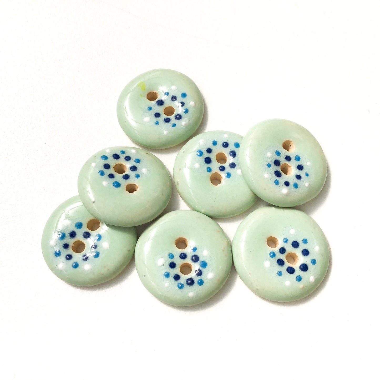 Light Aqua "Spark" Ceramic Buttons - Aqua Clay Buttons - 3/4" - 7 Pack