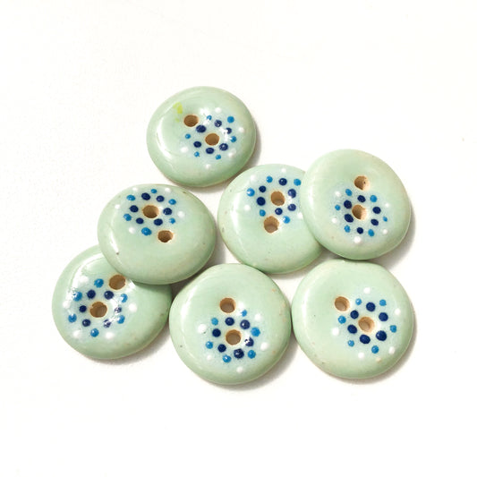 Light Aqua "Spark" Ceramic Buttons - Aqua Clay Buttons - 3/4" - 7 Pack