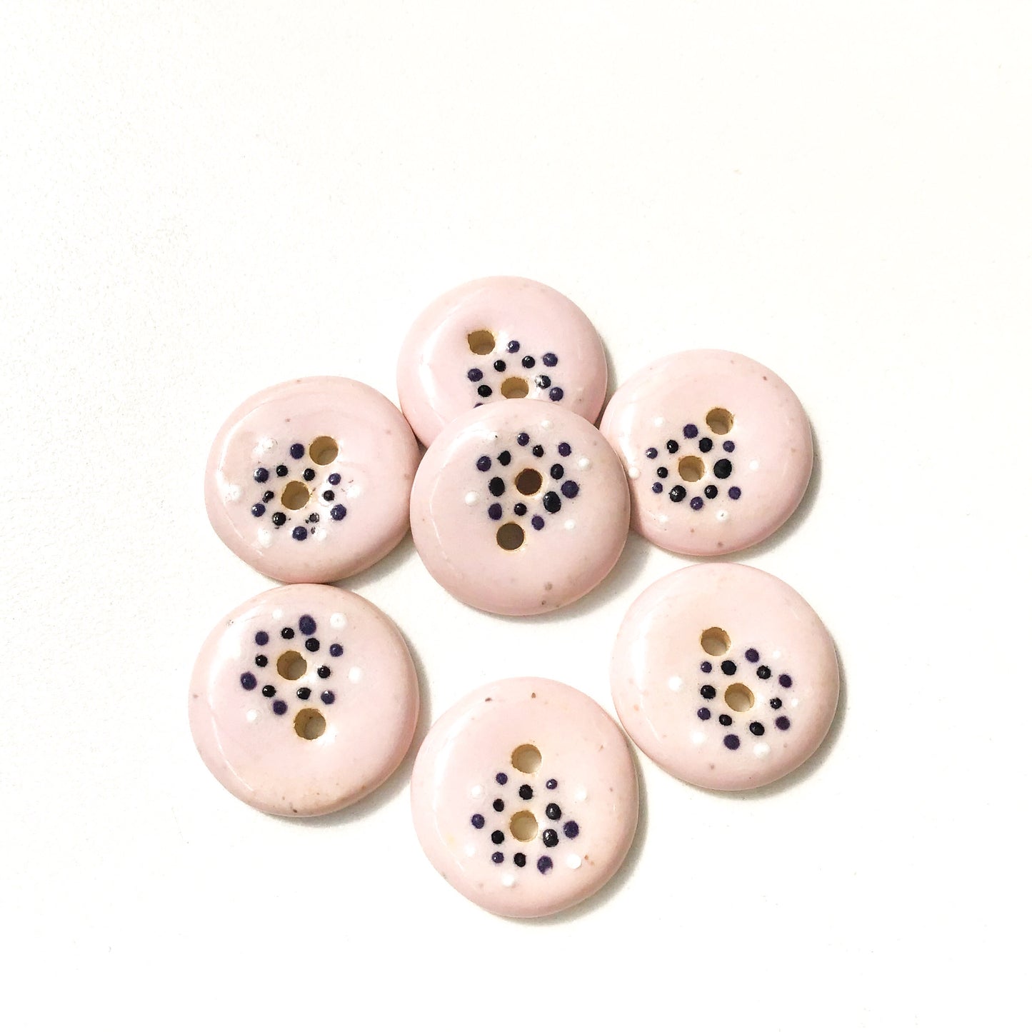 Soft Pink "Spark" Ceramic Buttons - Pink Clay Buttons - 3/4" - 7 Pack