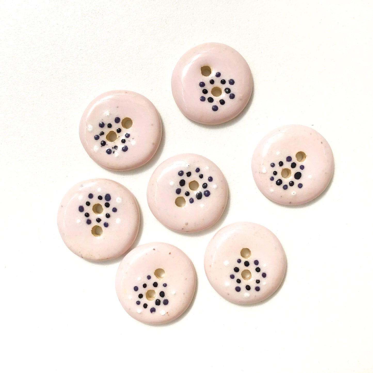 Soft Pink "Spark" Ceramic Buttons - Pink Clay Buttons - 3/4" - 7 Pack