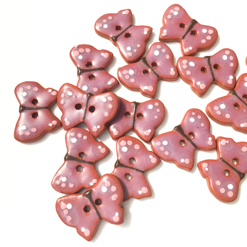 Ceramic Butterfly Buttons - Purple+Pink+White Butterfly Buttons - 5/8