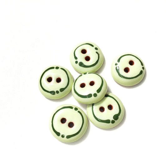 Honeydew Green Ceramic Buttons - Rounded Ceramic Buttons - 5/8" - 6 Pack