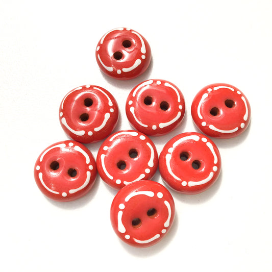 Deep Orange-Red Ceramic Buttons - Rounded Ceramic Buttons - 9/16" - 8 Pack