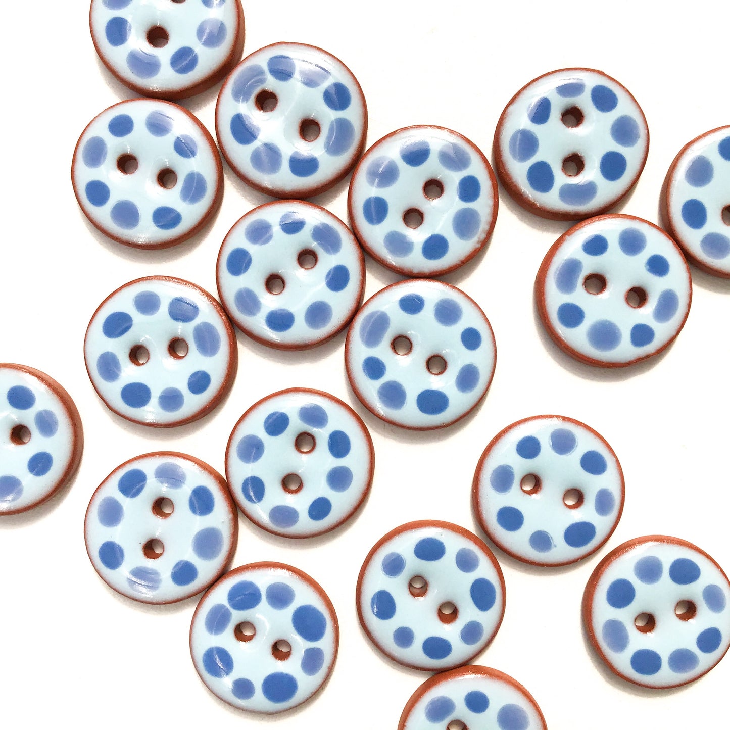 Blue Cobblestones Ceramic Buttons - Blue Clay Buttons - 3/4"