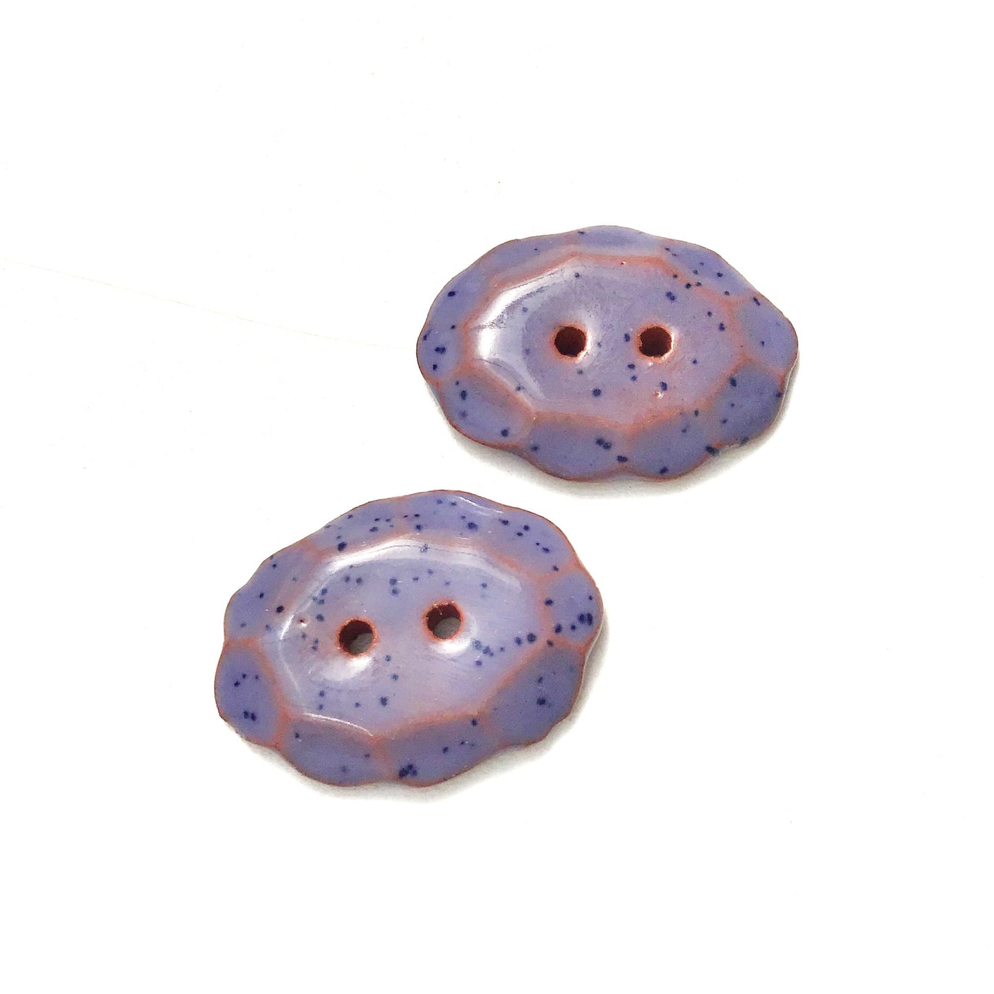 Speckled Purple Ceramic Buttons - Oval Clay Buttons - 3/4" x 1" - 2 Pack