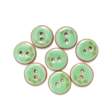 Load image into Gallery viewer, Green Ceramic Leaflet Buttons - Round Ceramic Buttons - 3/4&quot; - 8 Pack