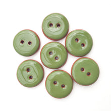 Load image into Gallery viewer, Olive Green Ceramic Buttons - Red Clay Buttons - 3/4&quot; - 7 Pack