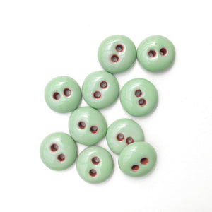 Mint Green Ceramic Buttons - Hand Made Clay Buttons - 1/2" - 10 Pack