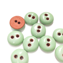 Load image into Gallery viewer, Mint Green Ceramic Buttons - Hand Made Clay Buttons - 1/2&quot; - 10 Pack