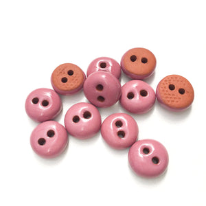 Mauve Ceramic Buttons - Hand Made Clay Buttons - 7/16" - 11 Pack