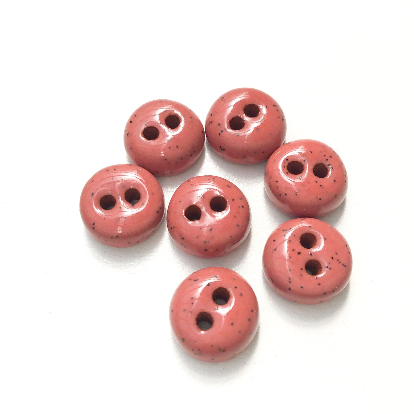 Speckled Earthy Rose Ceramic Buttons - Hand Made Clay Buttons - 7/16" - 7 Pack