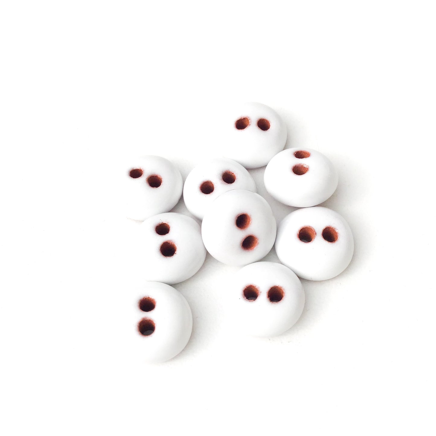 White Ceramic Buttons - Hand Made Clay Buttons - 7/16" - 9 Pack