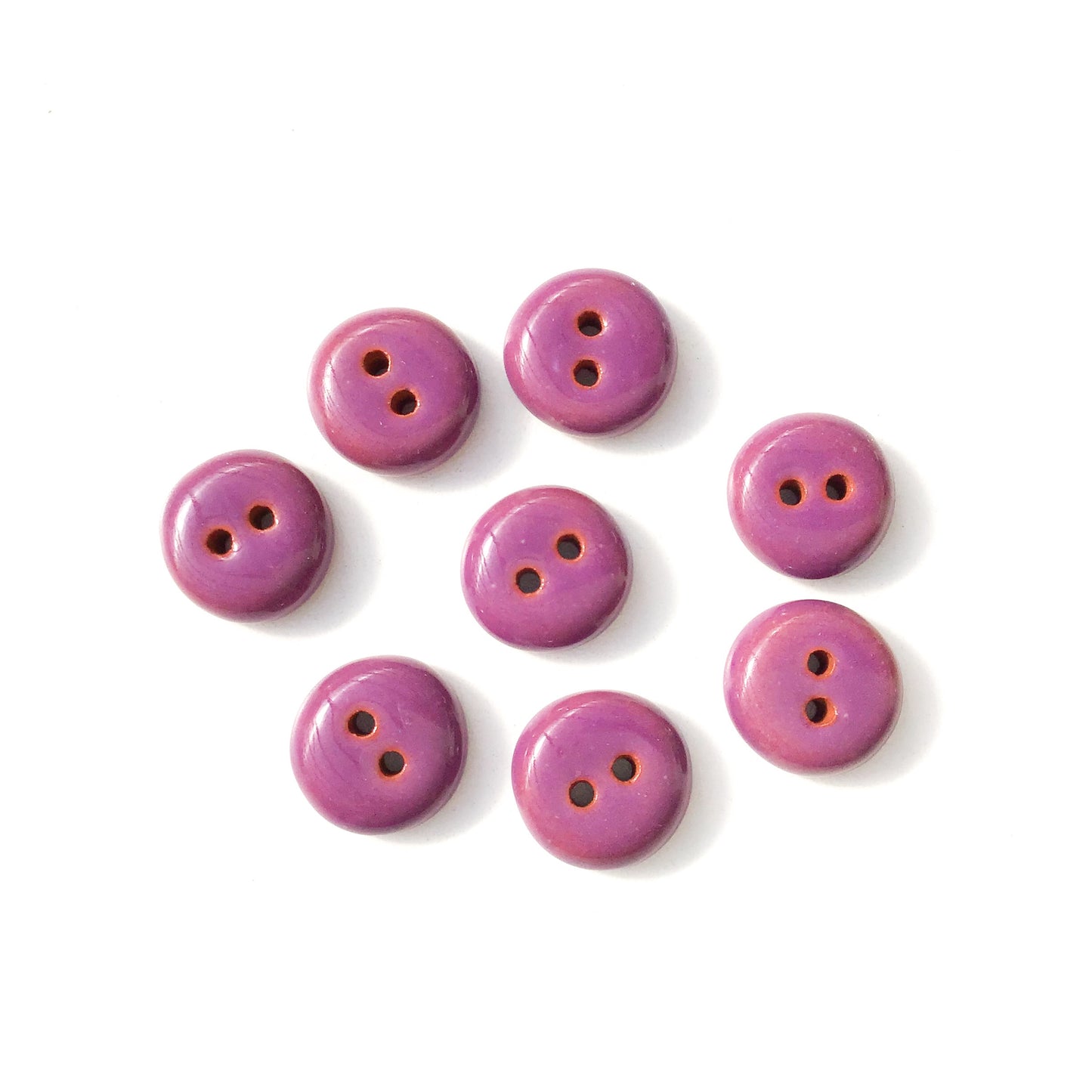 Purple Ceramic Buttons - Purple Clay Buttons - 9/16" - 8 Pack