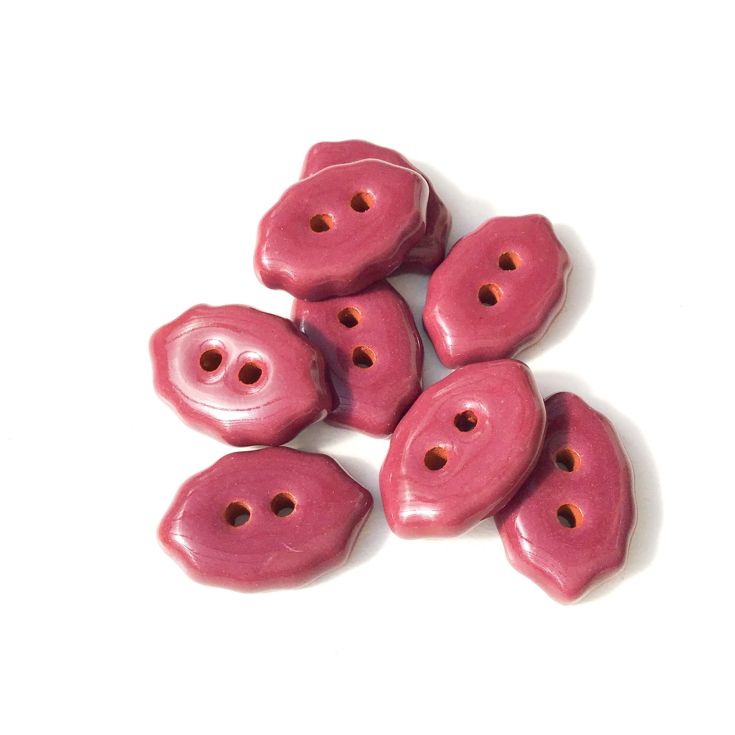 Burgundy Oval Clay Buttons - Wine Colored Clay Buttons - 1/2" x 3/4" - 8 Pack