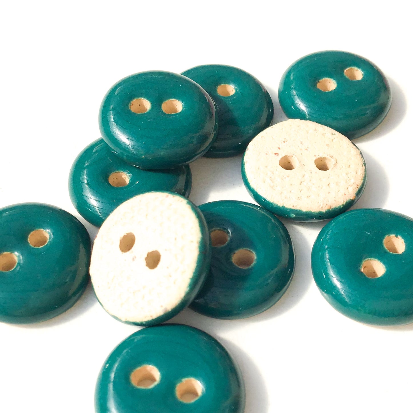 Teal Ceramic Buttons - Teal Clay Buttons - 9/16" - 10 Pack