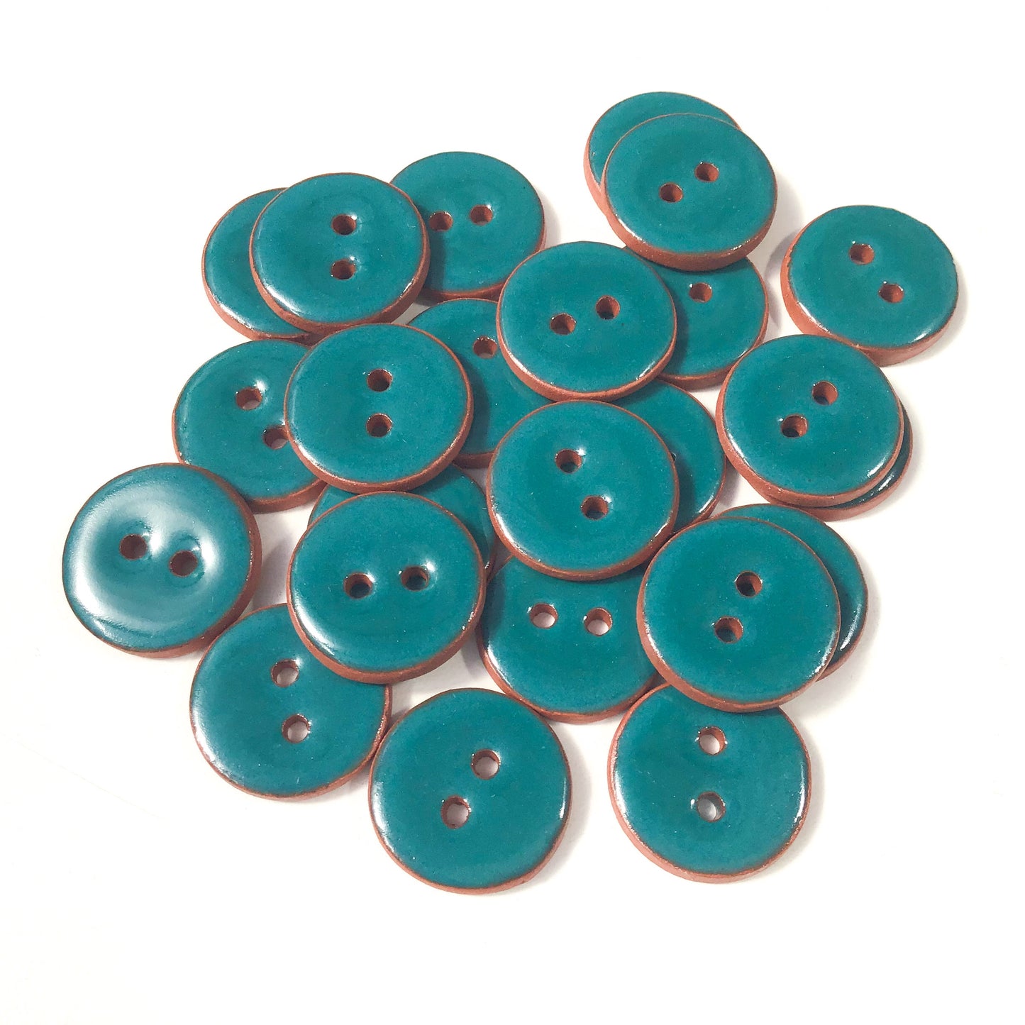 Teal Ceramic Buttons - Teal Pottery Buttons - 3/4"