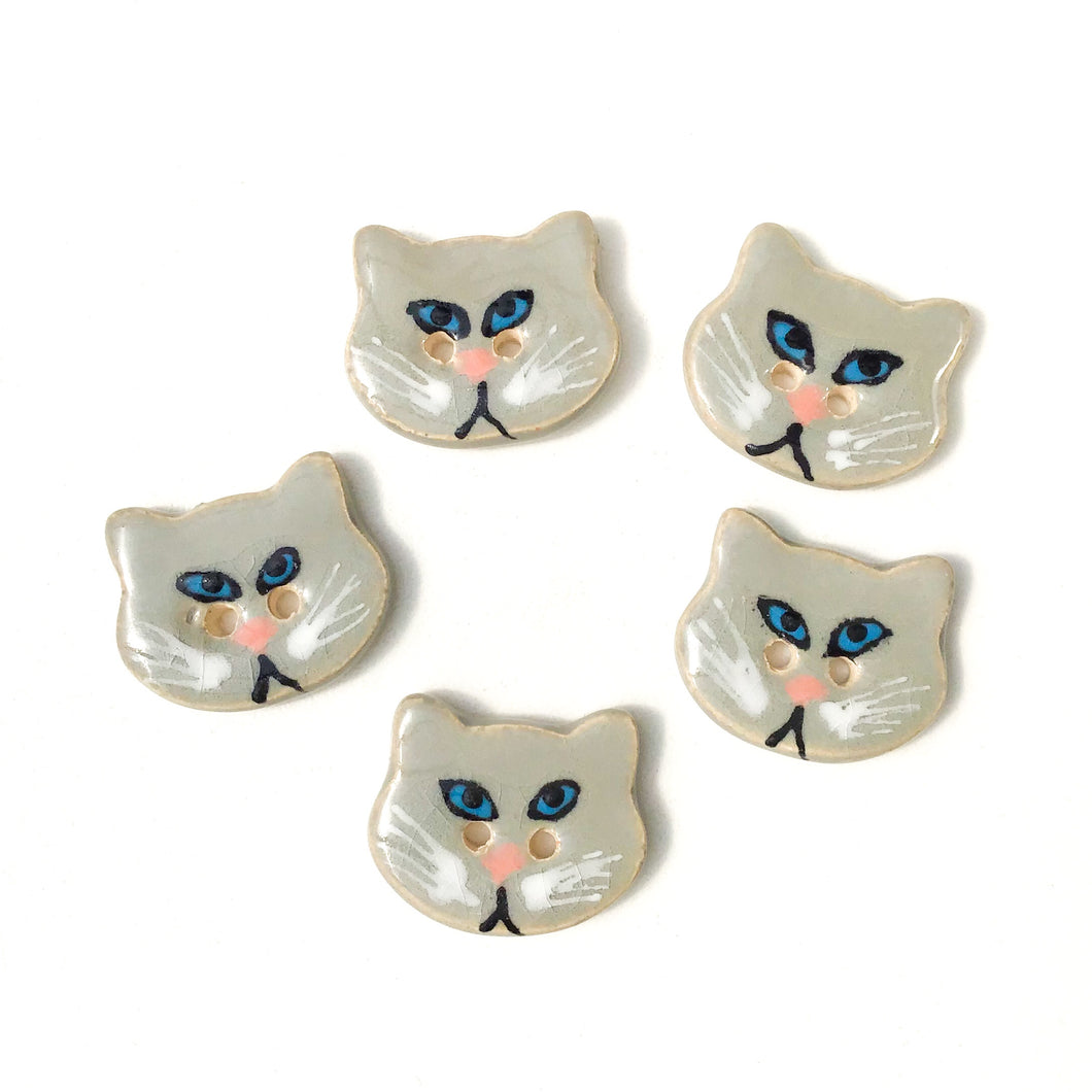 Cat Buttons - Ceramic Kitty Buttons - 3/4