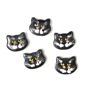 Cat Buttons - Ceramic Kitty Buttons - 3/4" x 7/8"