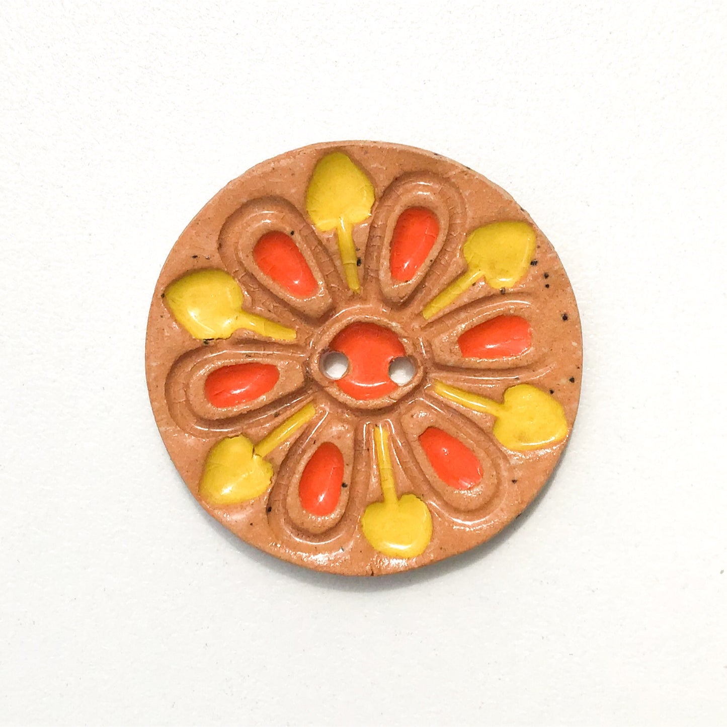 Large Floral Ray Buttons - Decorative Ceramic Buttons - 1 3/8"