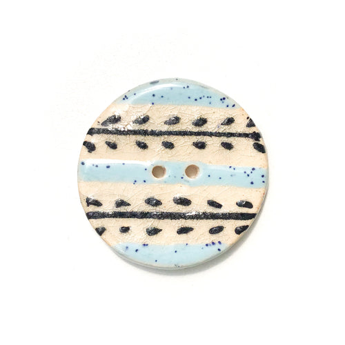 Speckled Blue & Black Vine Button - Large Ceramic Button - 1 7/16