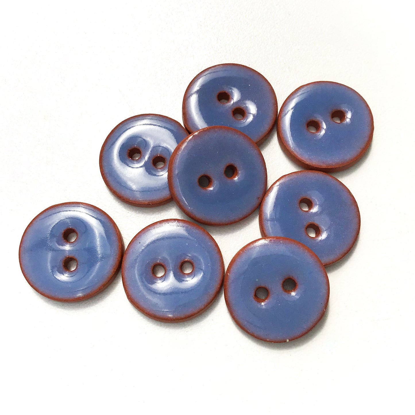 Purplish Blue Ceramic Buttons - Purple Blue Clay Buttons - 3/4"- 8 Pack