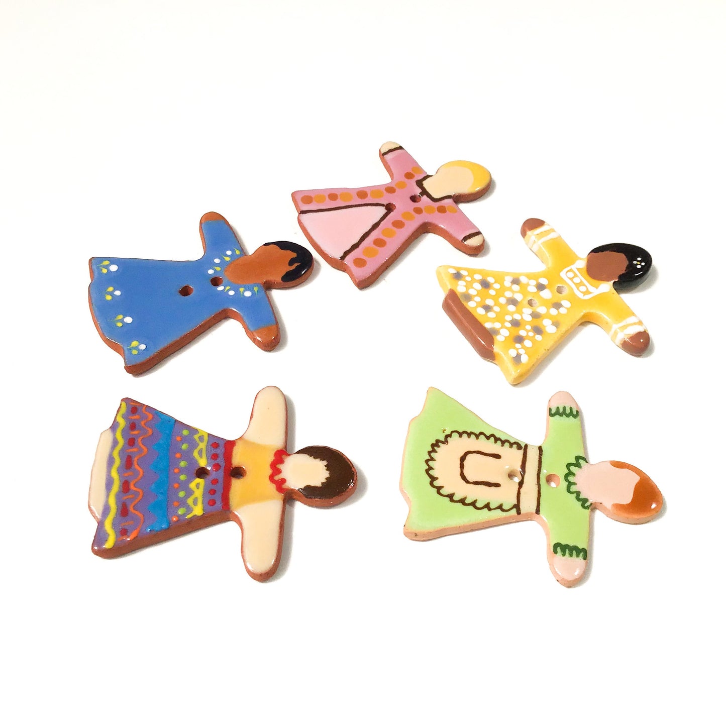 Wee Folk 'Mama' Buttons - Waldorf Inspired Ceramic Buttons - 1 3/8" x 1 5/8"