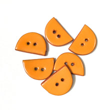 Load image into Gallery viewer, Orange Ceramic Buttons - Half Circle Clay Buttons - 5/8&quot; x 15/16&quot; - 6 Pack