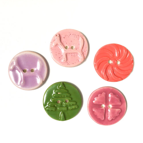 Mirro Stamp Buttons - Cheery Shades Ceramic Buttons - 1 3/8