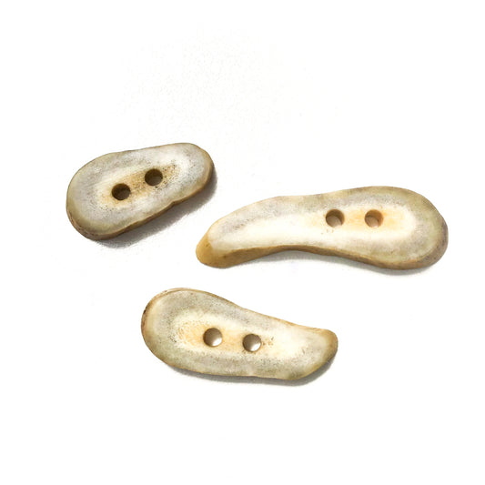 Deer Antler Shed Buttons - Polished Natural Antler Buttons - 7/16" to 1/2" x 1 1/2" - 3 Pack