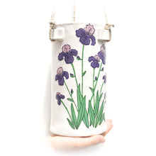 Load image into Gallery viewer, Flowering Purple Iris Hanging Ceramic Pot - Hanging Clay Flower Planter