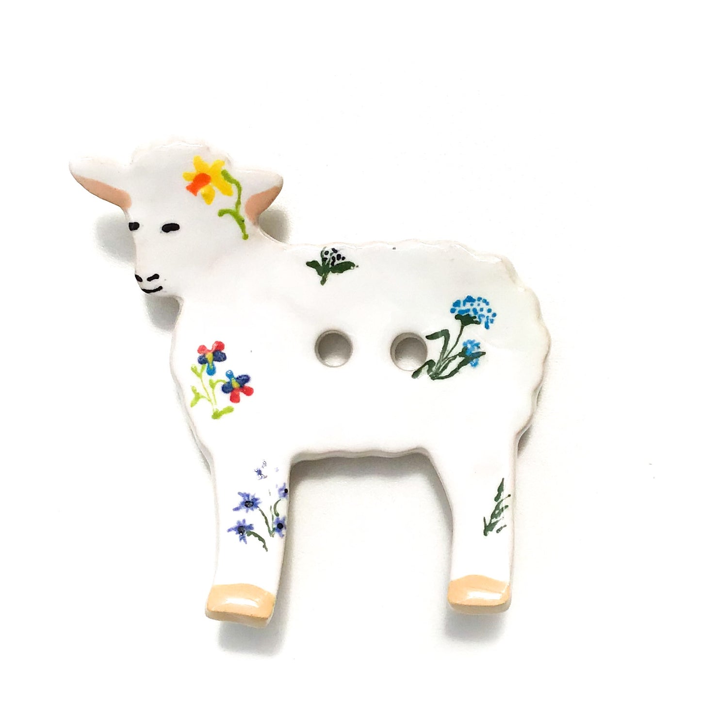 Sheep with Flowers Ceramic Soap Dish - Pottery Soap Dish - 3 1/2" x 3 3/4"