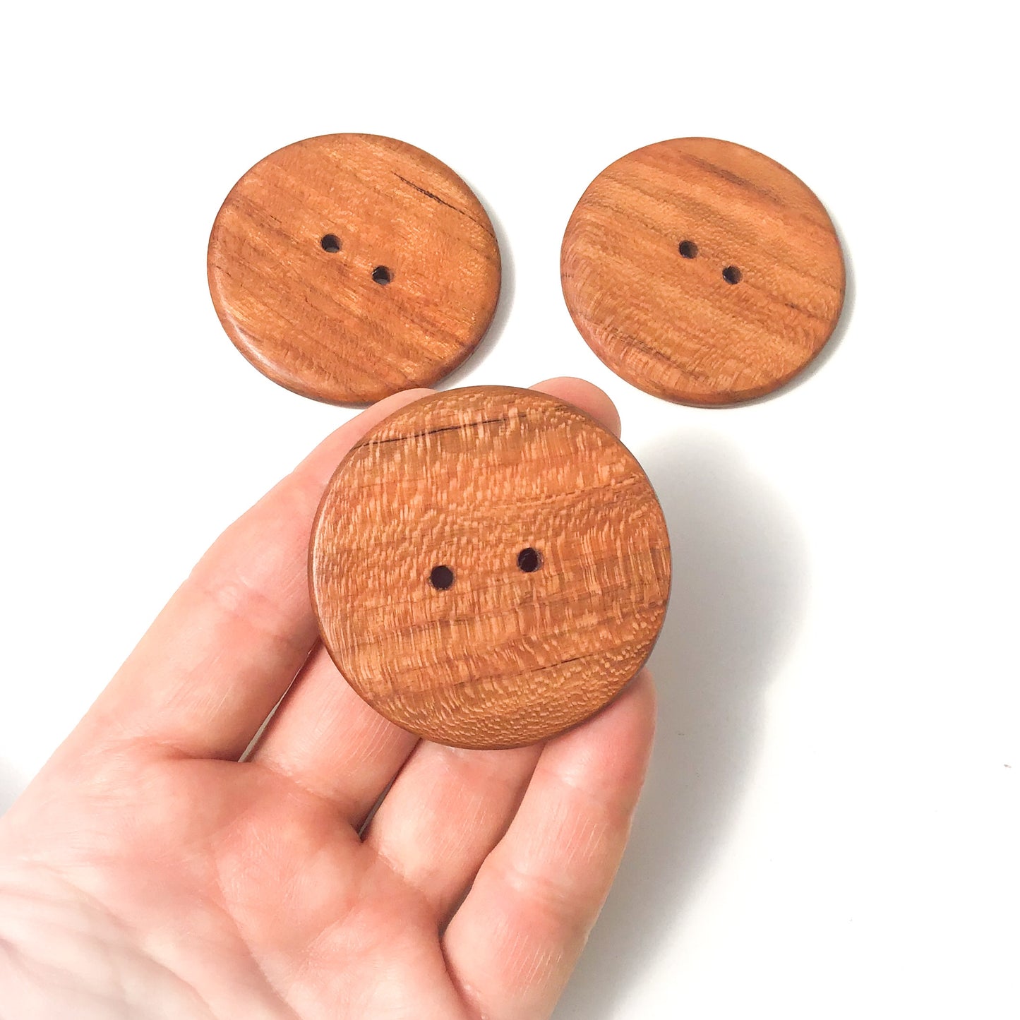 Large Quarter Sawn Cherry Wood Buttons - 1 7/8"