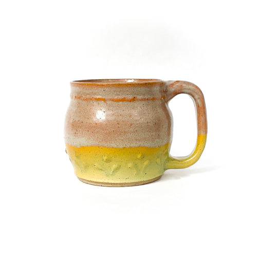 Earth Tone Pink & Gold Stoneware Mug - 8 ounce Ceramic Mug