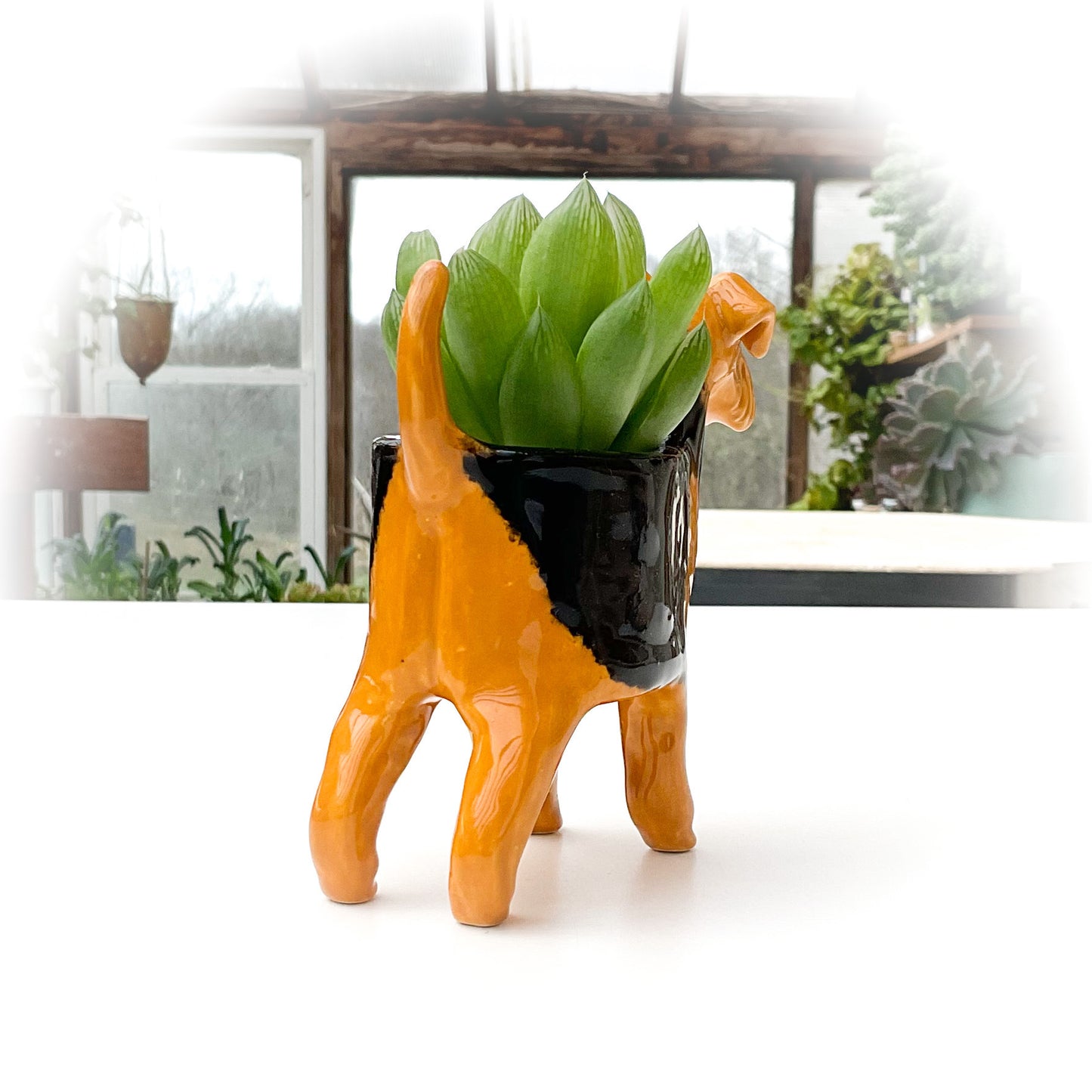 Airedale Terrier Dog Planter - Ceramic Dog Plant Pot