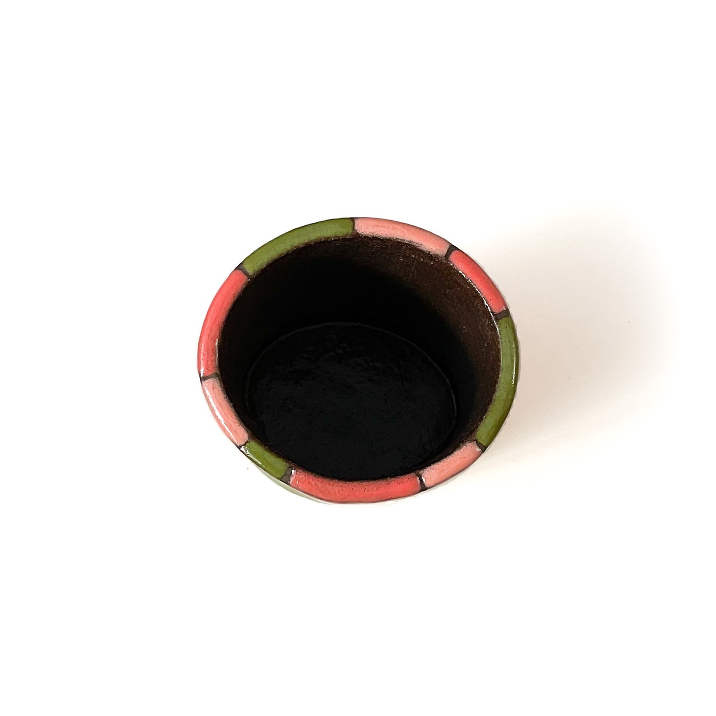 Watermelon Stripes - Black Clay Vessel