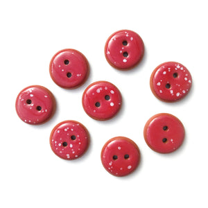Speckled Red Ceramic Buttons - Red Clay Buttons - 11/16" - 8 Pack