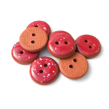Load image into Gallery viewer, Speckled Red Ceramic Buttons - Red Clay Buttons - 11/16&quot; - 8 Pack