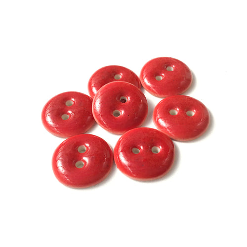 Deep Cherry Red Porcelain Buttons - Red Ceramic Buttons - 11/16