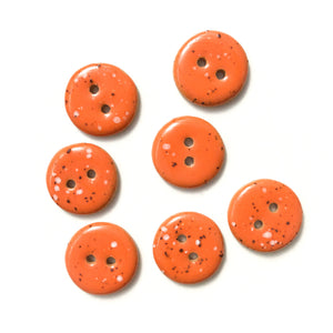 Speckled Deep Orange Ceramic Buttons - Round Ceramic Buttons - 3/4" - 7 Pack