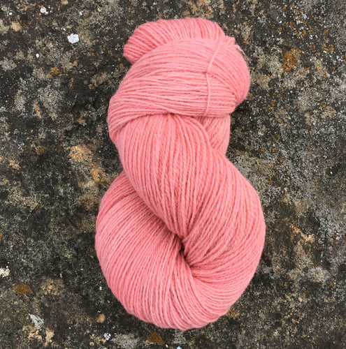 Coral Pink Fingering Wool Yarn (80 Merino/20 Romney) 2 ply - 4 oz skeins