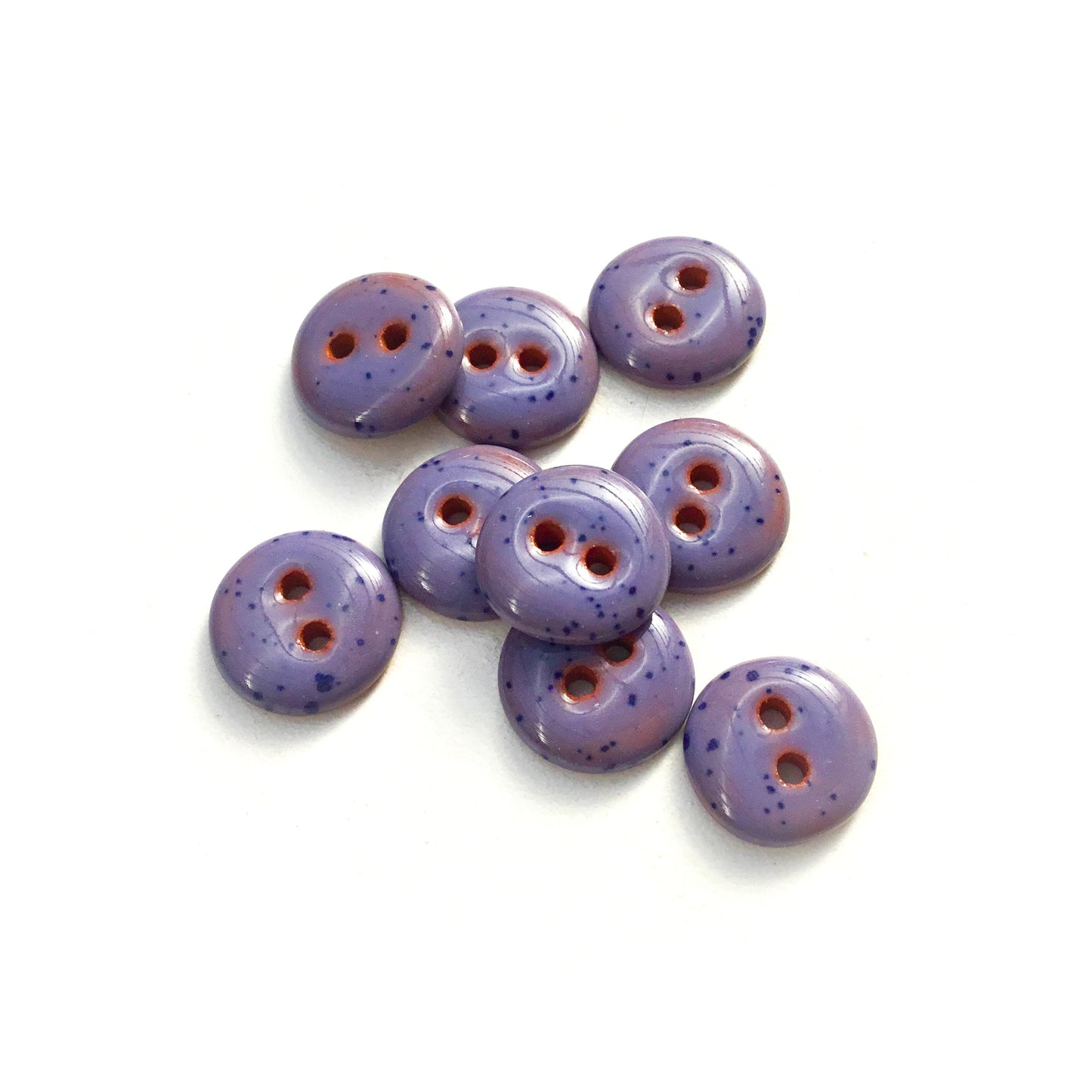 Speckled Purple Ceramic Buttons - Purple Clay Buttons - 9/16" - 9 Pack