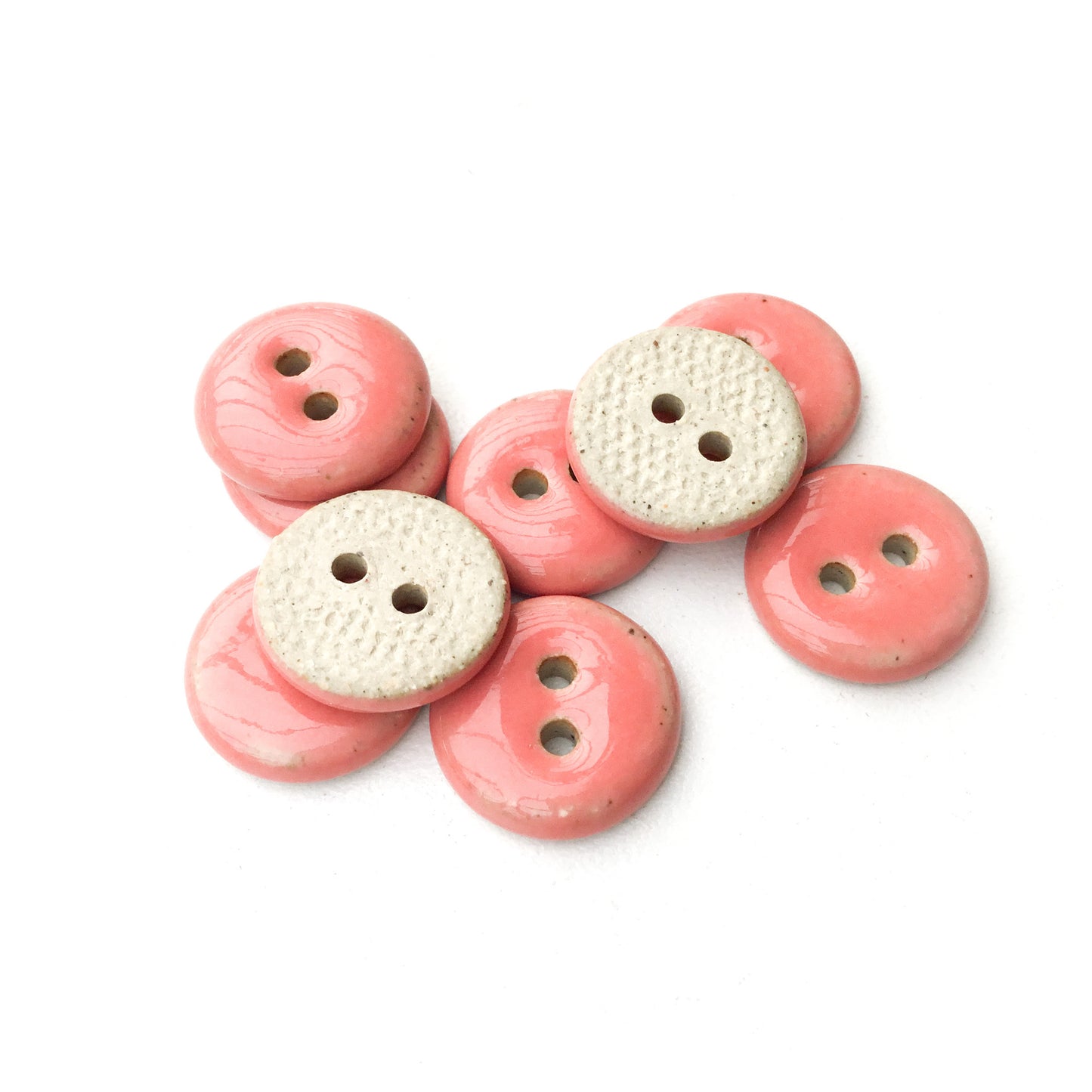 Coral Ceramic Buttons - Coral Stoneware Buttons - 9/16" - 9 Pack