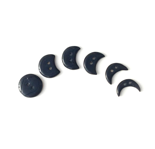 Black Moon Phase Ceramic Buttons - 3/4