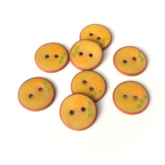 Golden Yellow Flower Buttons - 7/8"